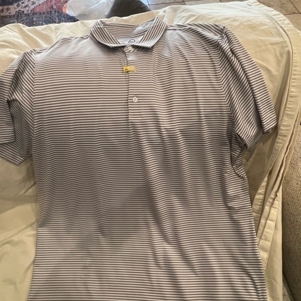 Grey & Whote Striped Golf Polo XXL